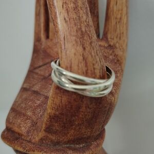 💍Vintage Interlocking 925 Sterling Silver Bands 5.7g. Size 9